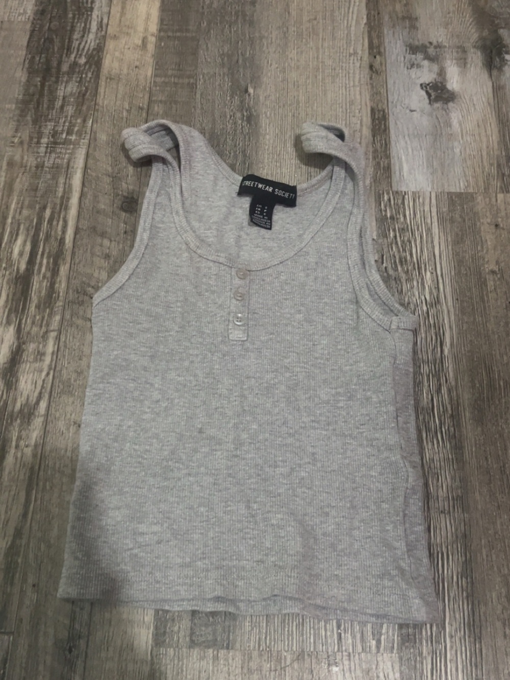 Streetwear Society Kids Light Gray Ribbed Tank with Button Placket